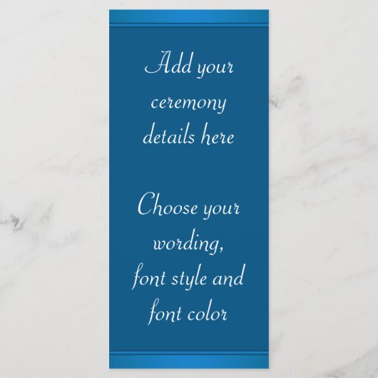 Royal Blue Paarse Pauw Trouwprogramma's Programma (Achterkant)