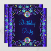 Royal Blue Paarse verjaardagsfeest Kaart (Voorkant / Achterkant)