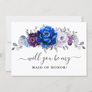 Royal Blue Paarse Wil je mijn Maid of Honor zijn? Kaart