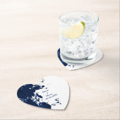 Royal Blue Paint Splatter Heart-Shaped Onderzetter (Insitu)