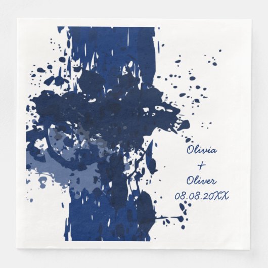 Royal-Blue Paint Splatter Servet (Voorkant)