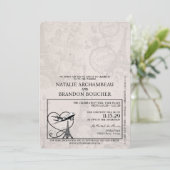 Royal Blue Paris Passport Bruiloft Kaart (Staand voorkant)