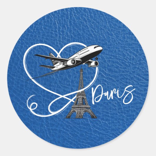 Royal Blue Paris Passport Ronde Sticker (Voorkant)