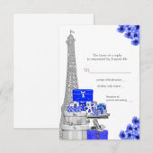 Royal Blue Paris RSVP Kaartje (Voorkant / Achterkant)