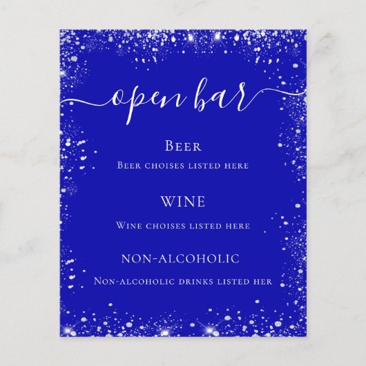 Royal blue parties scintillant mariage menu (Devant)