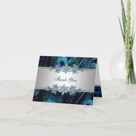 Royal Blue Pauw Dank Je Bedankkaart (Voorkant)