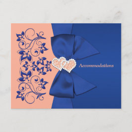 Royal Blue, Peach Floral, Hearts Enclosure Kaart