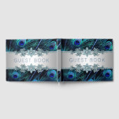 Royal Blue Peacock Bruiloft Gastenboek (Volledig)