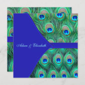 Royal Blue Peacock bruiloft Kaart (Voorkant / Achterkant)