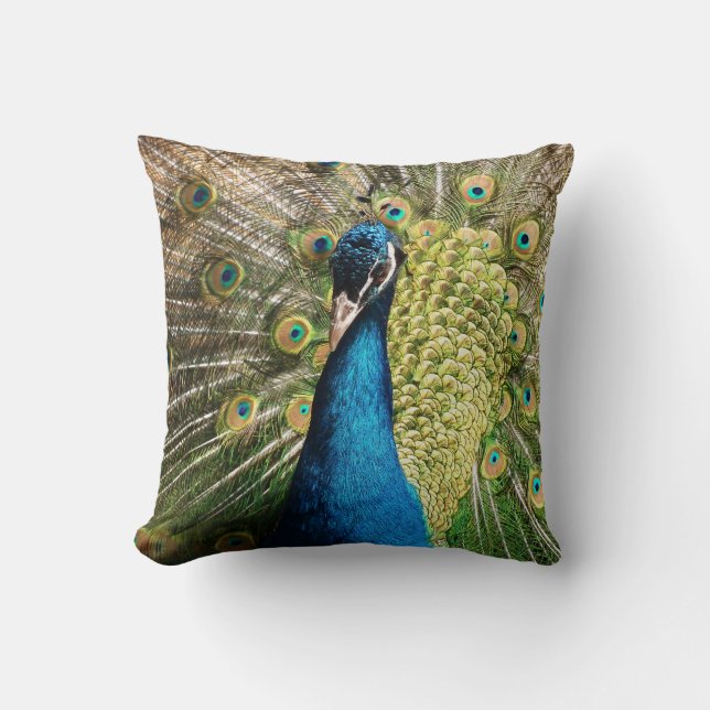 Royal Blue Peacock Kussen (Voorkant)