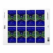 Royal Blue Peacock Mariage Vin Étiquette (Feuille entière)