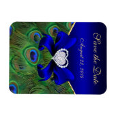Royal Blue Peacock Save the Date Magneet (Horizontaal)