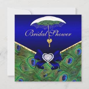 Royal Blue Peacock Vrijgezellenfeest Invite Kaart