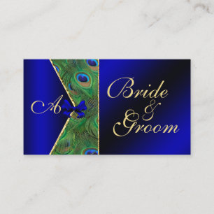Royal Blue Peacock Wedding Bridal Visitekaartje Informatiekaartje
