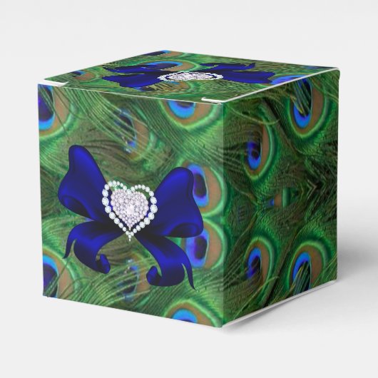 Royal Blue Peacock Wedding Favor Box Bedankdoosjes (Voorkant Zijde)