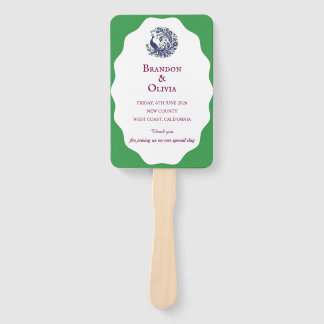 Royal Blue Peacock Wedding Program Set of Fans Handwaaier