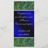Royal Blue Peacock Wedding Programme Rack Kaart (Achterkant)
