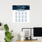 Royal Blue Peacock Wedding Seating Chart Poster (Thuiskantoor)