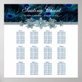 Royal Blue Peacock Wedding Seating Chart Poster (Voorkant)