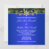 Royal Blue Peacock Wedding Uitnodiging (Achterkant)