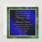 Royal Blue Peacock Wedding Uitnodiging (Achterkant)