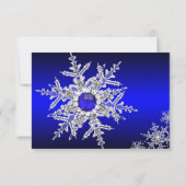 Royal Blue Pearl Snowflake fête de Noël RSVP (Dos)