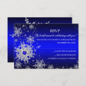 Royal Blue Pearl Snowflake fête de Noël RSVP (Devant / Derrière)