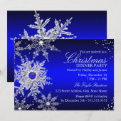 Royal Blue Pearl Snowflake kerstfeest Kaart (Voorkant / Achterkant)