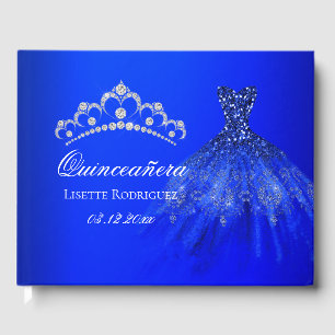 Royal Blue Personalized Quinceanera Gastenboek