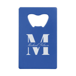 Royal Blue   Persoonlijk Monogram Bruidsjonkers  Kredietkaart Flessenopener