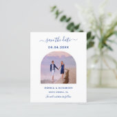 Royal blue photo mariage Enregistrer la carte Date (Debout devant)