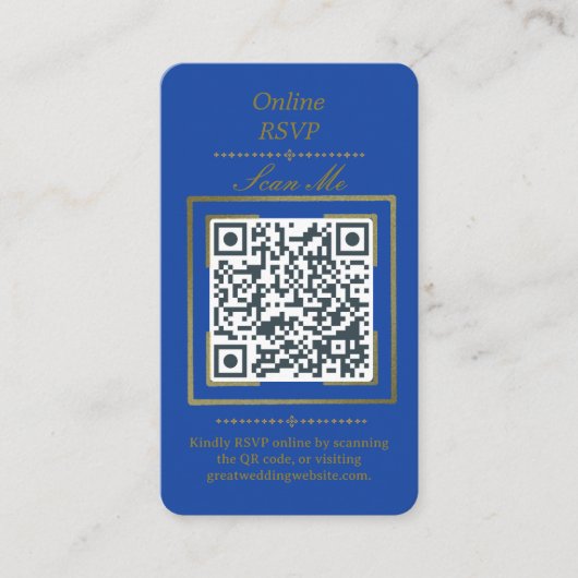 Royal Blue | Photo Online RSVP QR Code Wedding  Informatiekaartje (Voorkant)