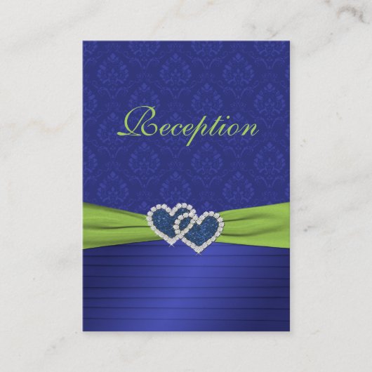 Royal Blue Pleats en Chartreuse Reception Card Informatiekaartje (Voorkant)