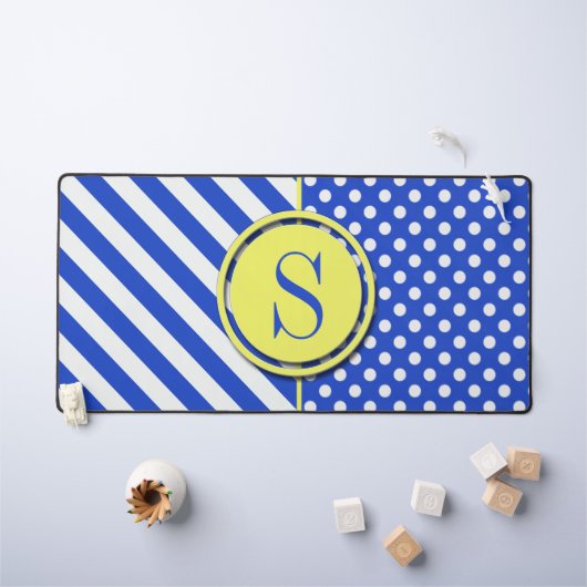 Royal Blue Pois et stries-Monogram STaylor (Tableau pour enfants)