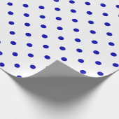 Royal Blue Polka Dot op White Large Space Cadeaupapier (Hoek)