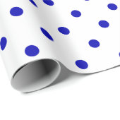 Royal Blue Polka Dot op White Large Space Cadeaupapier (Rol Hoek)