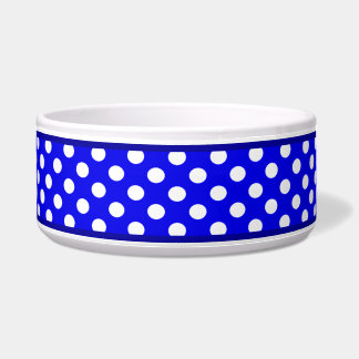 Royal Blue Polka Dot Pattern Ceramic Dog Bowl Voerbakje