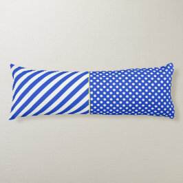 Royal Blue Polka Dots and Stripes van STaylor Lichaamskussen