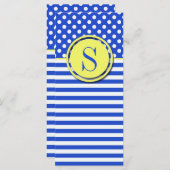 Royal Blue Polka Dots en Stripes-Monogram STaylor (Voorkant / Achterkant)