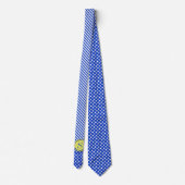 Royal Blue Polka Dots en Stripes-Monogram STaylor Stropdas (Achterkant)