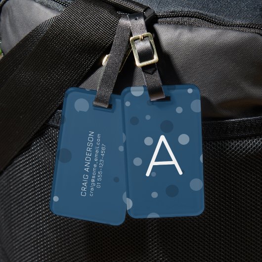 Royal Blue Pop Stippen Bagagelabel