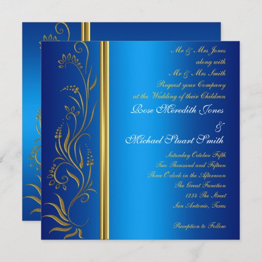 Royal Blue Popular Wedding Uitnodiging (Voorkant / Achterkant)