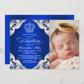 Royal Blue Prince Baptême Invitations (Devant / Derrière)
