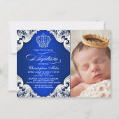 Royal Blue Prince Baptême Invitations (Devant)