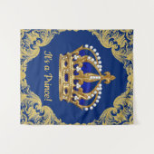 Royal Blue Prince Crown Baby shower Achtergrond Wandkleed (Voorkant (horizontaal))