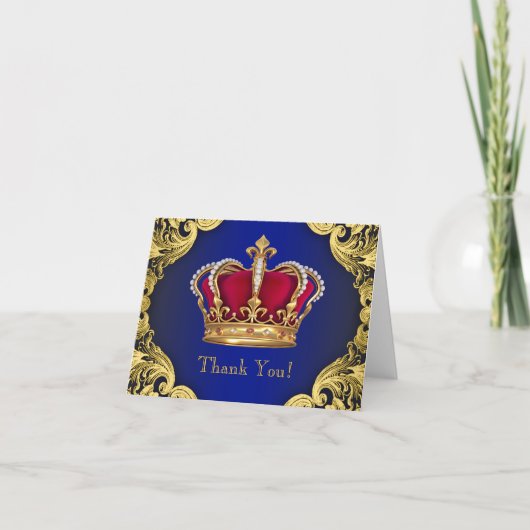 Royal Blue Prince Crown Merci Cartes (Devant)
