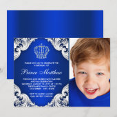 Royal Blue Prince verjaardagsfeestje Kaart (Voorkant / Achterkant)