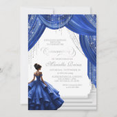 Royal Blue Princess Jurk Elegant Quinceanera Kaart (Voorkant)