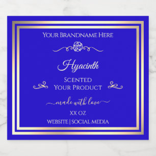 Royal Blue Product Label Gold Lijst  Roos Likeurfles Etiket