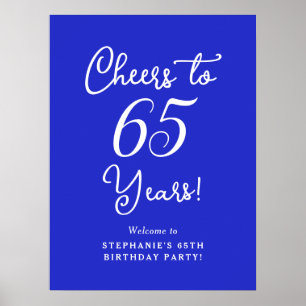 Royal Blue Proost 65 jaar 65e verjaardag Poster